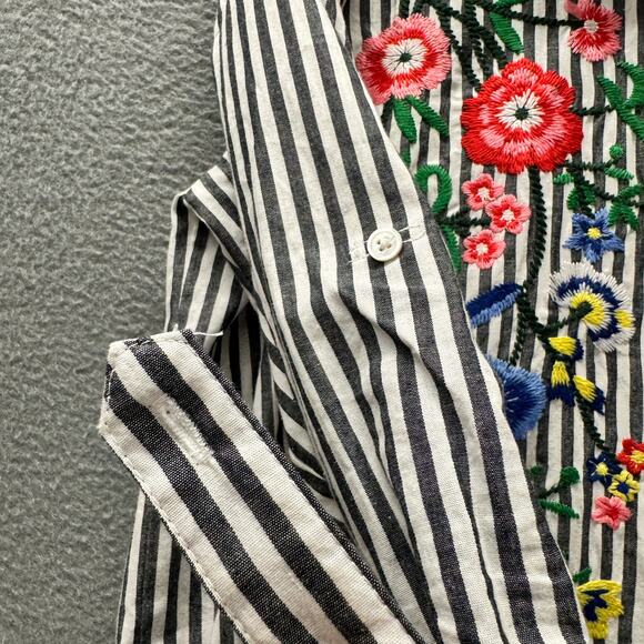 Walter Baker Tunic Floral Embroidered Striped Boho Coastal Cotton Womens Small - Picture 6 of 10